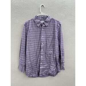 Tommy Bahama Mens Button Up Size 16.5 32-33 Purple Plaid Long Sleeve